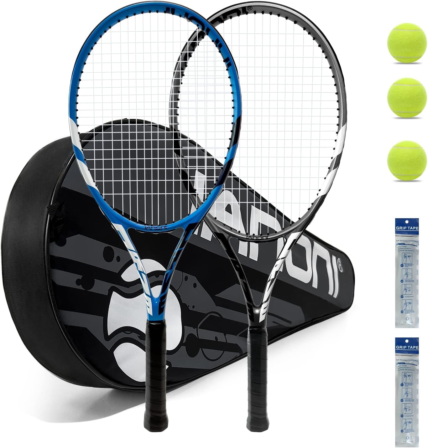 IANONI - Set de 2 raquetas de tenis de 27 pulgadas para adultos