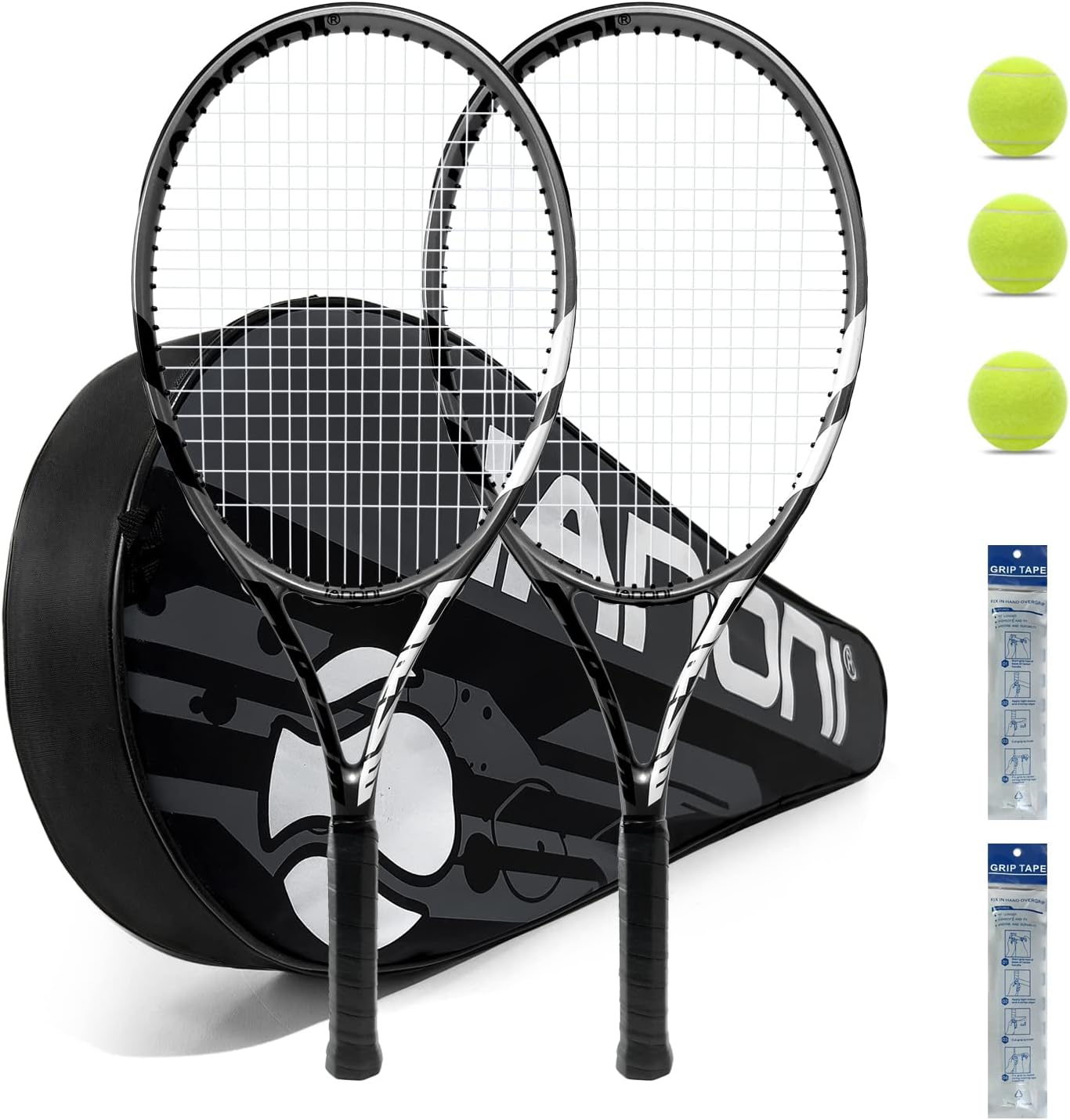 IANONI - Set de 2 raquetas de tenis de 27 pulgadas para adultos