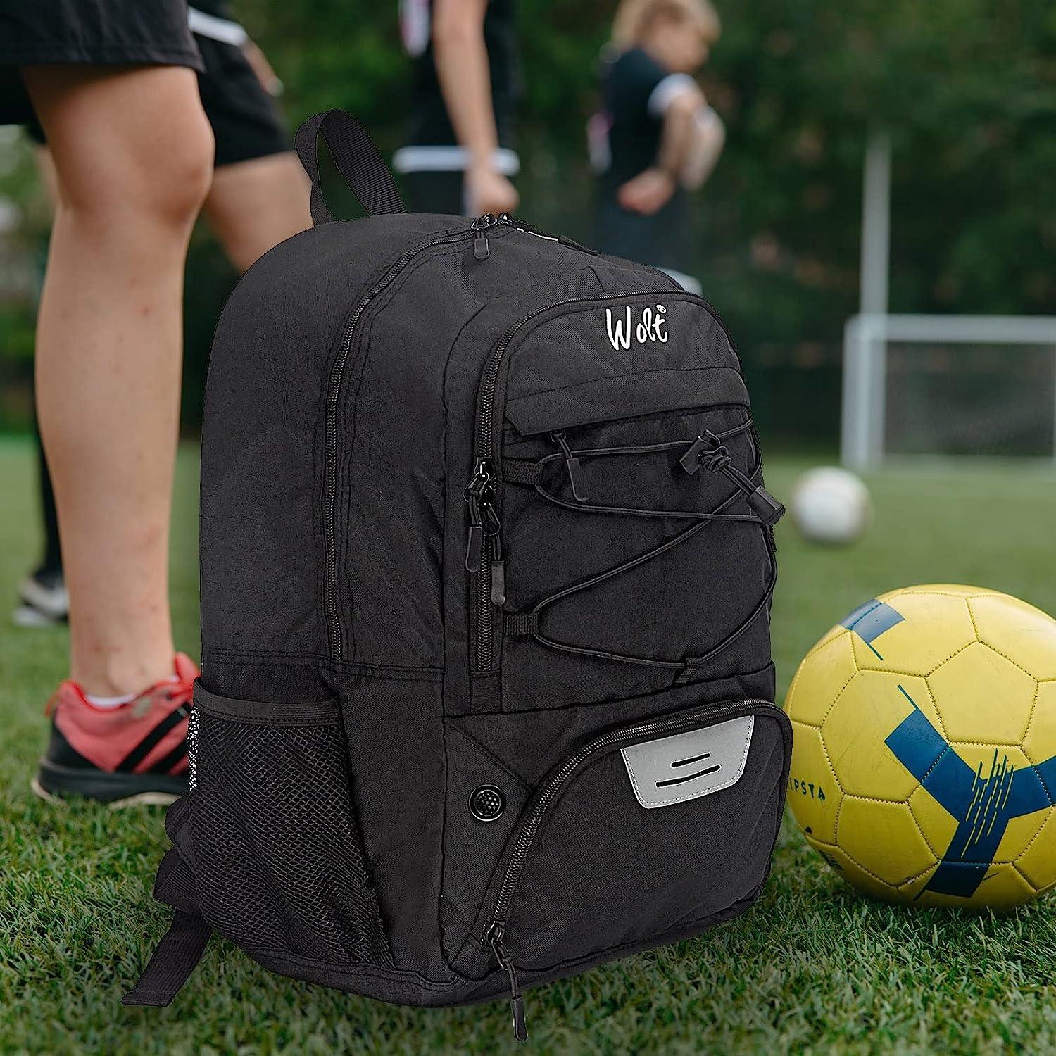 WOLT | Bolsa de fútbol juvenil, mochila y bolsas de fútbol para baloncesto,  voleibol y deportes de fútbol, incluye tacos separados para zapatos y